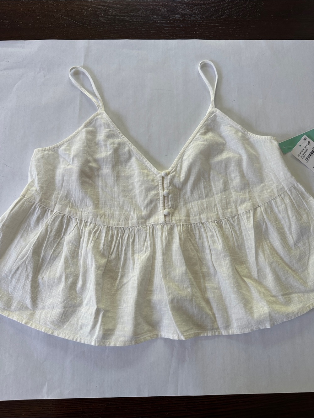 Abound Nordstrom Rack V Neck Button Front Peplum Camisole Ivory M NWT